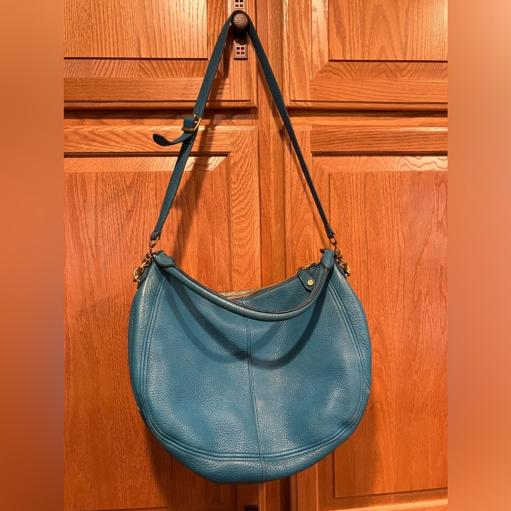 J. Crew Leather Biennial Hobo 89715 Turquoise Crossbody Bag